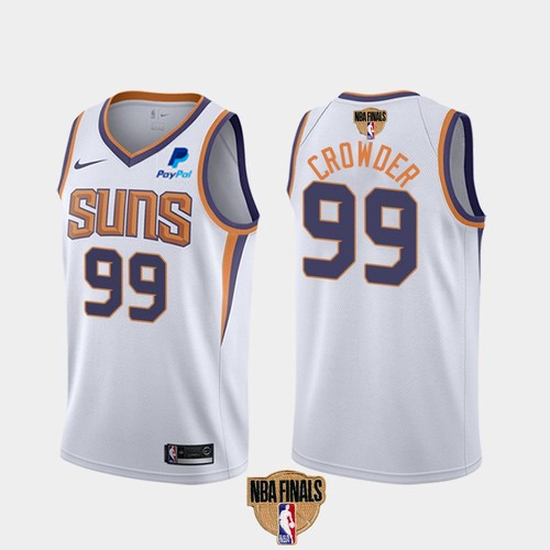 Men's Phoenix Suns #99 Jae Crowder 2021 White NBA Finals Association Edition Stitched NBA Jersey - Click Image to Close